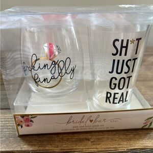 Glass Drinking Set Bride & Groom 2 Piece NEW